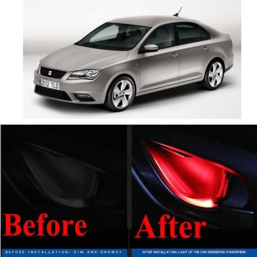 4pc CF style stickers on cars interior inside door handle atmosphere lamp for seat Toledo Mii arona ateca inca