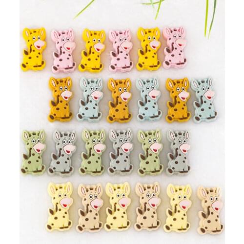 Kovict 50/100Pc Cartoon Mini Giraffe Silicone Beads Food Grade Teether DIY Pacifier Chain Necklace Accessories Baby Molar Toys