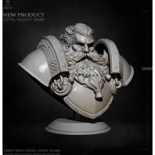 55MM Resin Bust model kits Dwarf General self-assembled TD-2405
