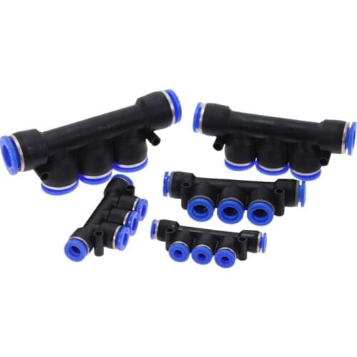 5pcs/lot Airway Fast Joint Pneumatic Rapid Plastic Quick Insert PK4 PK6 PK8 10 12mm 5 Way Connector