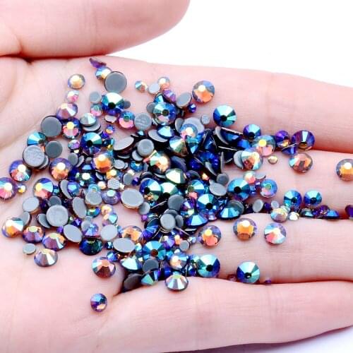 Smoked Topaz AB High Shine Hotfix Rhinestones Round Glass Iron On Strass Diamonds With Glue Backing DIY Craft Decorations