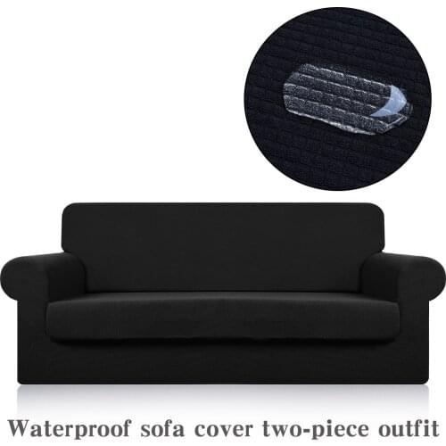 Elastic Sofa Seat Cover Two Package Thickened Furniture Protector Elastic Polar Fleece Washable Removable Sofa Cover