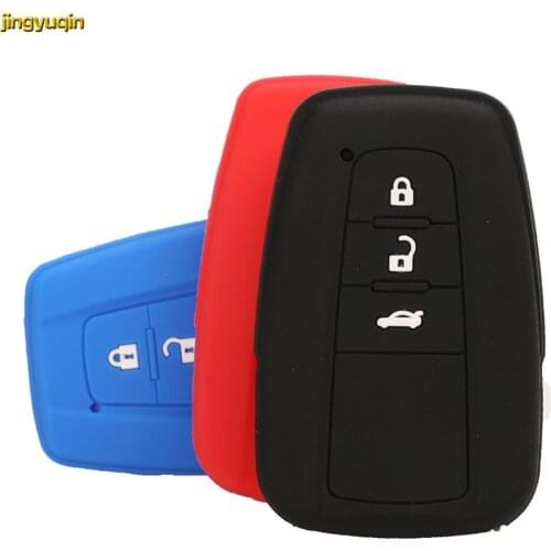 Jingyuqin 3 Button Silicone Remote Car Key Case Cover Protector for Toyota Camry 2018 2017 Aygo RAV4 Corolla 2018 CHR/C-HR Prius