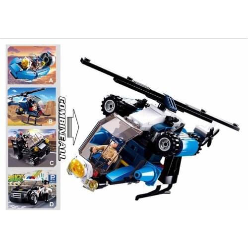 New 2021 SLuban Police Series 4 IN1 Building Block 4 Minifigures Educational Toy For Childrens Toys For Boys Gift Birthday Baby