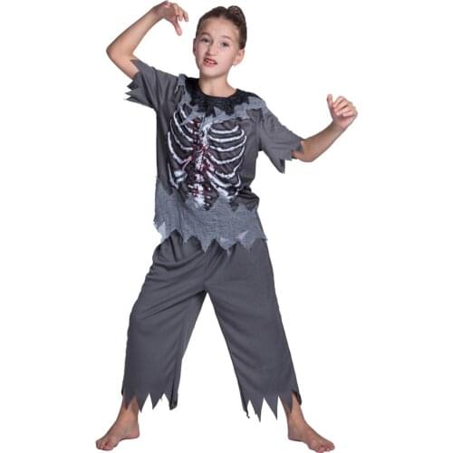 Halloween Costumes For Kids Movie & Tv Costume Boys The Walking Dead Cosplay Girls Bone T Shirt Bloody Skeleton Vampire Cosplay