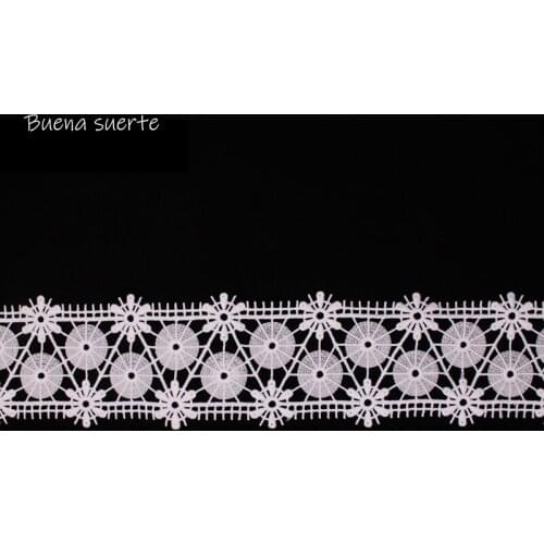 Buena Suerte High quality 2Y Milk Silk Embroidered Lace Ribbon Sewing Applique Lace Trims Tape Wedding Party Decor Craft TM011