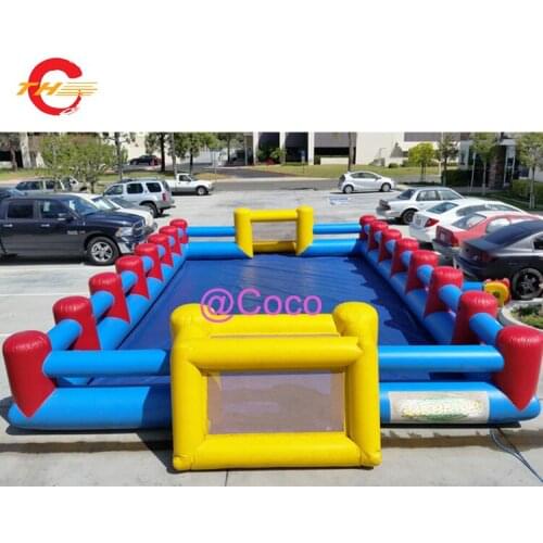 Free shipping to door, outdoor activities soap inflatable football field,10x5m/12x6m inflatable soccer pitch with floor