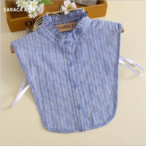 New Autumn Winter Blue Shirt Fake Collar All Match Elastc Belt Sweater Detachable Collar Women B305