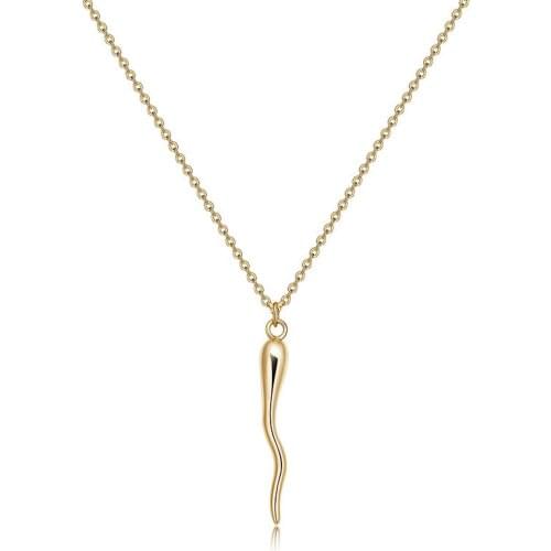 2021 Summer New Gold Italian Corner Pendant Chain Womens Personality Horn Charm Lucky Pendant Party Necklace Wholesale