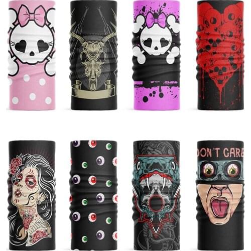 Novelty 3D Printed Women Headscarf Pink Skull Head Art Bandana Seamless Tubular Mask Hijab Scarf Hip-Hop Girl Kerchief bufanda
