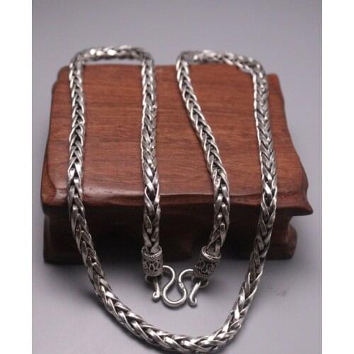 New Pure 925 Sterling Silver Necklace 5mm Wheat Link Chain Necklace 21.65"L