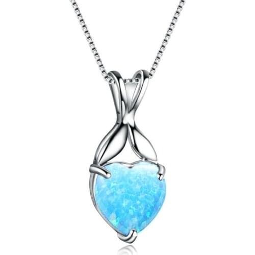 New Arrival Women Pendant Heart Shape Fire Opal Crystal Inlay Wedding Necklace Girl Christmas Gift Jewelry