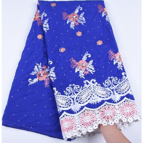 New Arrival Nigerian Swiss Voile Lace In Switzerland Blue Swiss Imitation Cotton Lace Fabrics With Stones For Every Dress F1673