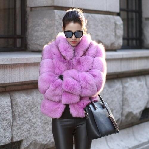 KALENMOS Fashion Winter Coat Women Thick Luxury Faux Fox Fur Coat Plus Size Stand Collar Long Sleeve Faux Fur Jacket fourrure