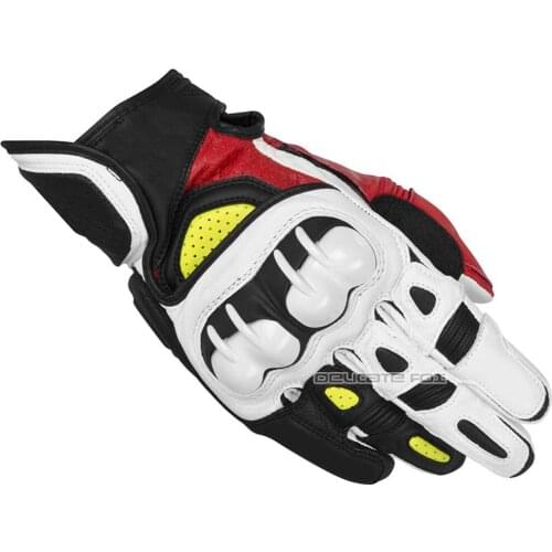 Scooter Motorbike Leather Gloves Motocross Yellow White Red Gloves
