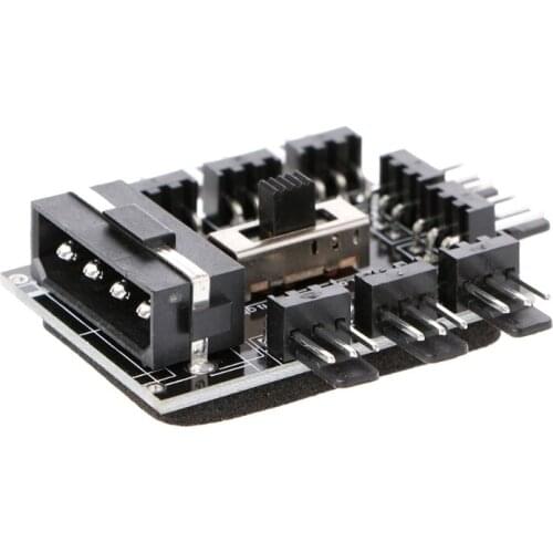 PC IDE Molex 1 To 8 Way Splitter Cooling Fan Hub 3-Pin 12V Power Socket PCB Adapter