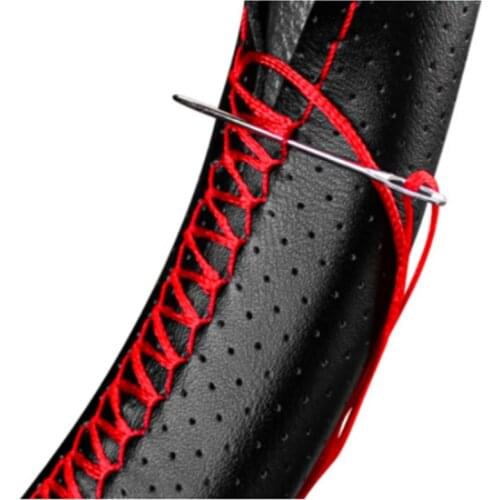 Genuine Leather Car Steering Wheel Cover Universal For kia ceed rio 3 4 soul sk3 sportage chrysler 300c hyundai ix35 ix25