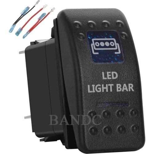 LED LIGHT BAR 5Pins On-Off SPST Blue Led Rocker Switch for ARB/Carling/NARVA 4x4 Style，12V 20A 24V 10A，Jumper Wires