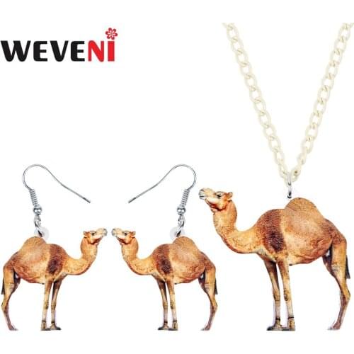 WEVENI Acrylic Jewelry Set Brown Camel Necklace Earrings Collar Fashion Animal Pendant For Women Girls Gift Charms Accessories