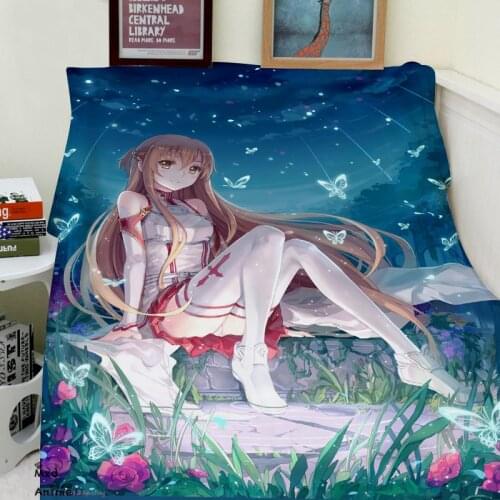 Japan Anime Sword Art Online Soft Flannel Fleece Throw Blanket Decorative Plane Travel warm Throw Blankets for sofa otaku shop