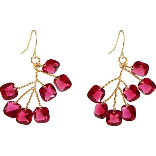 LANFLORA fashion flowers handmade women earrings Crystal three color earrings copper alloy earrings free shipping