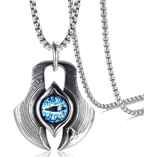 2021 Fashion And Europe and America StyleTitanium Steel Metal Evil Eye Cast Pendant Personalized Necklace Suitable For Men