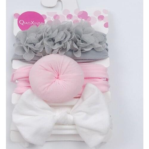 3pcs/set Elastic Chiffon Flower Headbands For Baby Girls Hair Accessories Baby Girls Bows Nylon Solid Color Turban Hair band