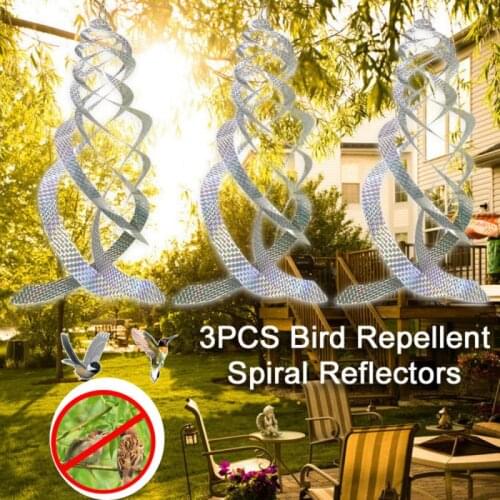 3pcs Bird Repeller Rotating Rod Reflective Environmental Protection Agricultural Garden Bird Repellent Spiral Reflectors