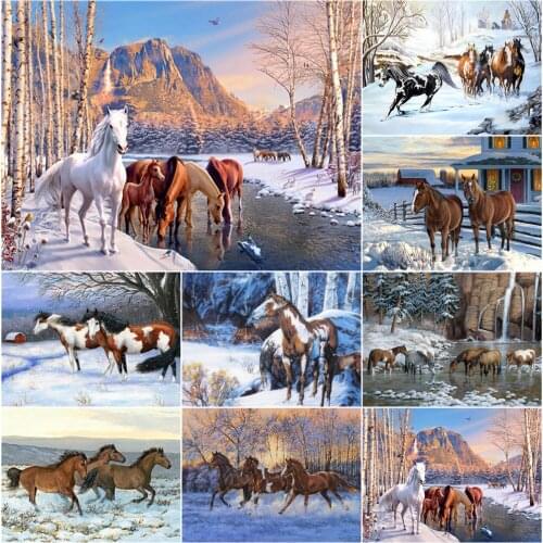 5D DIY Diamond Painting Animals Horse Full Drill Handmade Hobby Cross Stitch Home Decor Art Picture Mosaic Embroidery Tools Kit