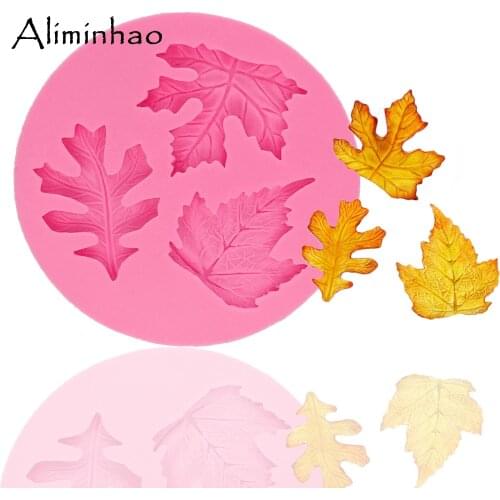 B0764 3 holes Maple leaf DIY Cake Silicone mold chocolate fondant cake decorating tools wholesale