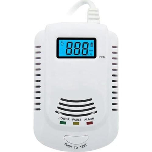 Gas Detector Voice Warning Kitchen Alarm Kit Independent Combustible Natural LCD Display Gas Leak Sensor Alarm EU Plug