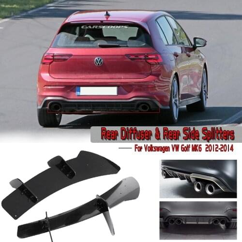 2Pcs Car Rear Bumper Diffuser Lip For Volkswagen VW Golf 6 VI MK6 R 2012-2014 Rear Side Splitters Spoiler Guard