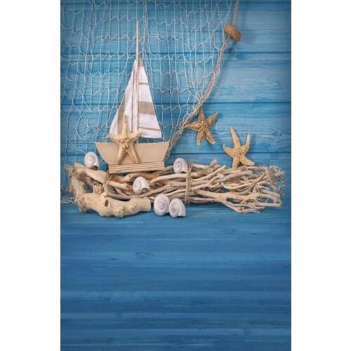 Ocean Style Photography Backdrops Blue Wooden Floor 3D Backgrounds for Studio Children Kids New Born Baby Photo Shoot Photophone