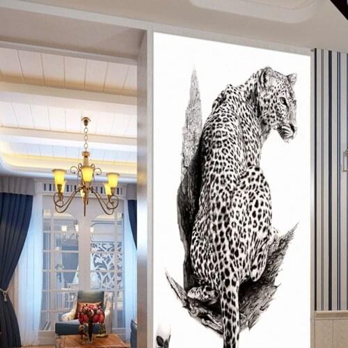 Cheetah Hallway Mural Photo Wallpaper for Living Room Home Wall Art Decor 3D Painting Entrance MuralsDecorative Home Improvement