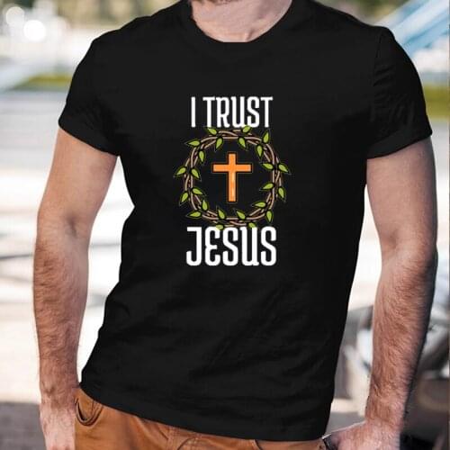 I Trust Jesuis T-Shirt Christians Jesus Religious Printed Team Jesus Graphic Tee Summer Cotton Casual Fashion O-neck Tops