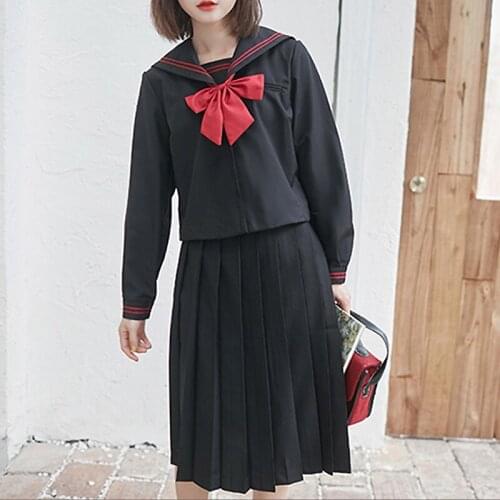 Good Quality Black JK Uniform Anime Clothing Japanese School Uniform Girls Pleated Skirts Anime Sailor Uniform CosplayJL1229
