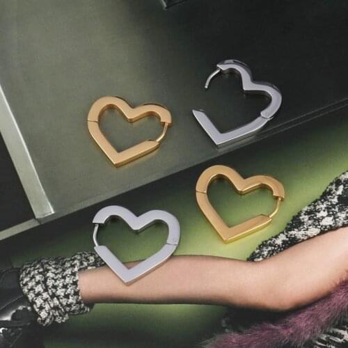 Stainless Steel Earrings For Women Men Earring Geometry Minimalist Earrings Heart Earrings Punk Women Earrings Jewelry Gift