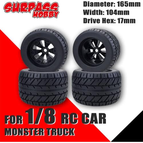 SURPASS HOBBY 1/8 4PCS 170MM Tires Wheels Monster Truck Tyre Wheel 17mm Hex Hub for 1/8 RC Car Traxxas HSP HPI Baja FLUX HSP