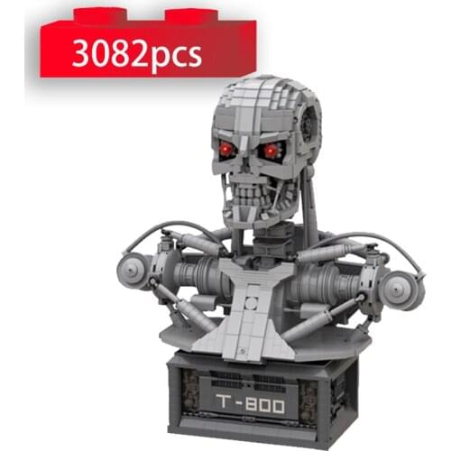 Movie Terminator T-800 Bust Model Building Blocks Statua Modello Set Bricks Educational DIY Toys for Children Gifts MOC-20570
