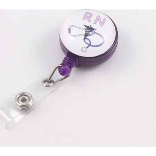Colorful RN Retractable Hospital Badge Holder Reel Pull Key Name Tag Card Holder Keychain For Nurse Doctor