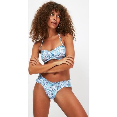Trendyol Flower Print Frilly Bikini Bottom TBESS21BA0413