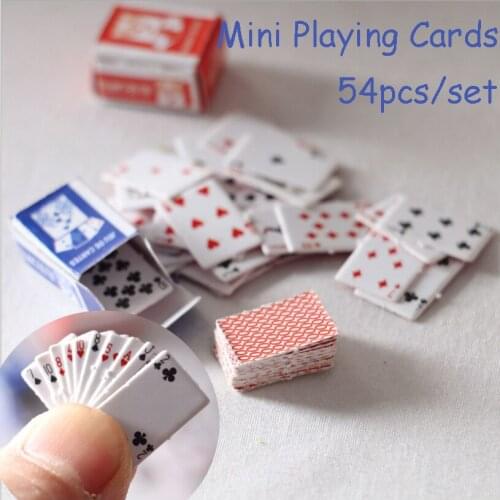1/2/5set Cute 1:12 Miniature Games Poker Mini Dollhouse Playing Cards Miniature For Dolls Accessory Home Decoration High Quality