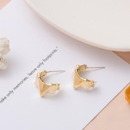 Fashion Glossy Copper Plated Real Gold Stud For Women New Simple Hypoallergenic Geometric Earrings 2020 Jewelry Wholesale