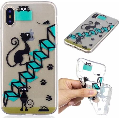 Cartoon Cat Phone Case for Samsung Galaxy S8 Plus A3 A5 2016 J3 J5 Prime J7 2017 Soft TPU Cover Case for iPhone X 8 Plus 7 6 5
