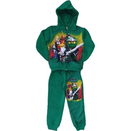 ÇETK-NİNY Male Child Green Ninjago Digital Printed Hooded Pocket Tracksuit Suit 452789943