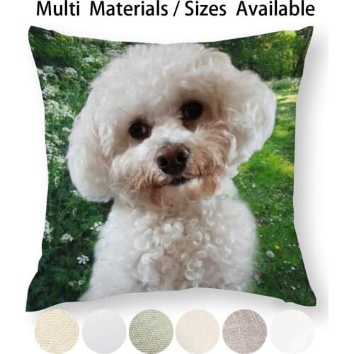 Cavachon Pillow Case Throw Pillow Cover Cotton Linen Flax Cavachon Dog Bichon Frise Pet Dog Lover King Cavalier Animal Doggy