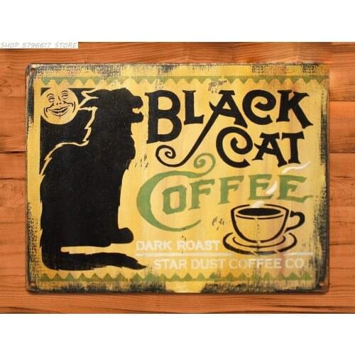 Nonbrand Funny Fantastic TIN Sign Black Cat Coffee Food Wall Farmhouse Decor Room Decor Wall Decoration