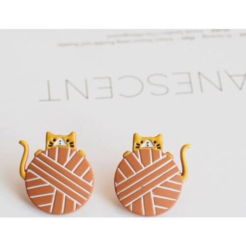 Orange Funny Kitten Earring Cute Cat Earings for Cat Lovers Birthday Christmas Gift for Teen Girls Women Hypoallergenic Studs