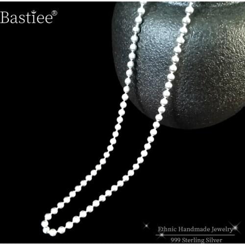 999 Sterling Silver Necklace Women Chains Beads Necklace Luxury Jewelry On The Neck Boho Handmade Ethnic Jewellery Miao Silver