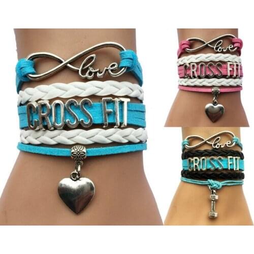 Drop Shipping Infinity Love Cross Fit Bracelet- Friendship Multilayer Leather Wrap Charm Retro Girls Summer Yoga Gift